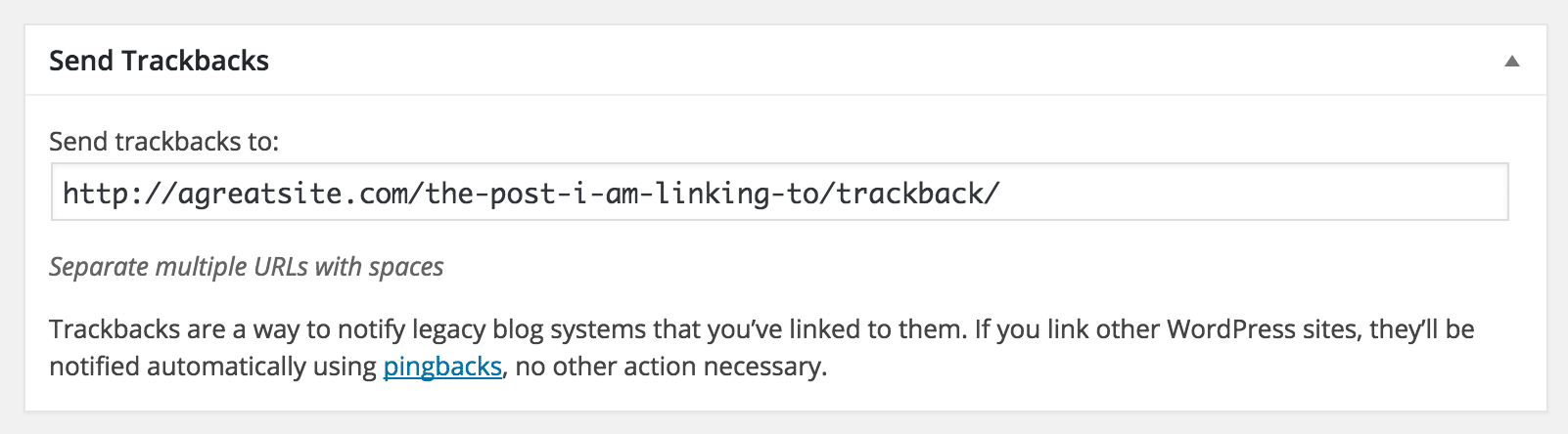 trackback引用链接填写