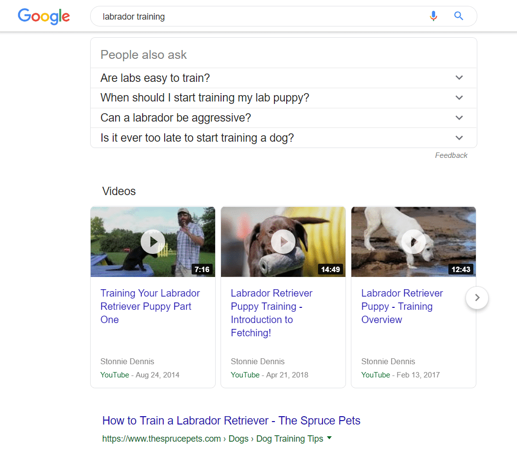 Google搜索中的视频关键词