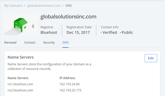 bluehost-dns-settings-page