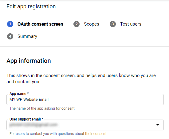 google oauth app注册信息填写