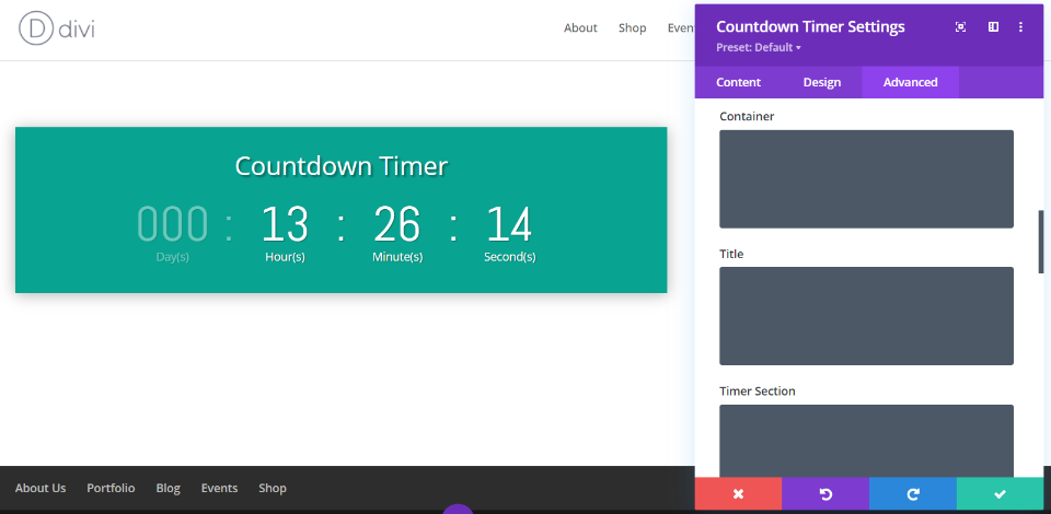 Divi Countdown Timer Module倒计时器外观样式2