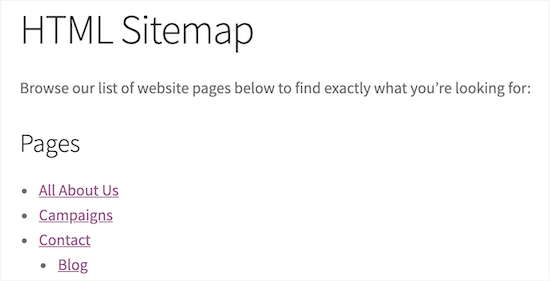 HTML站点地图示例