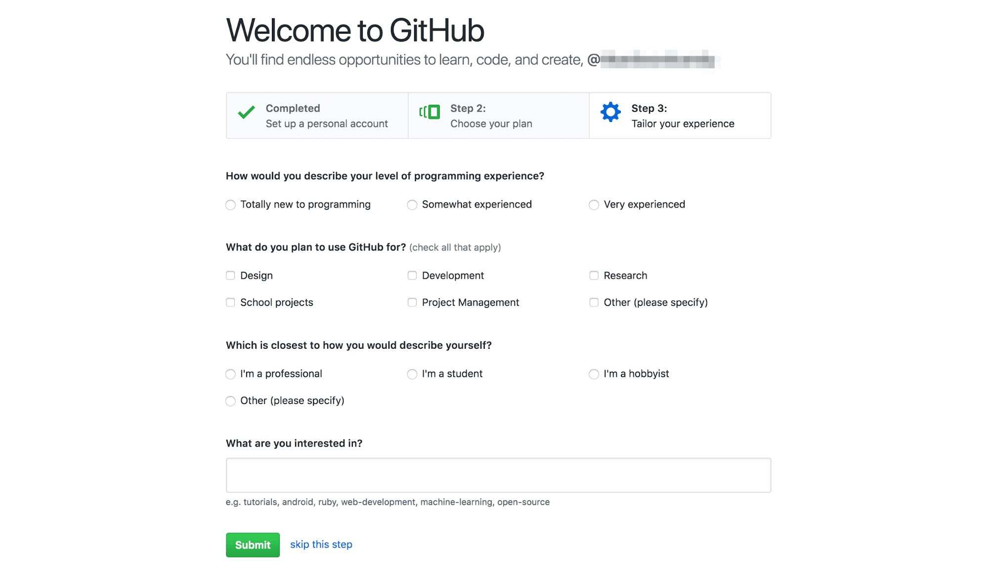 GitHub账号自定义选项
