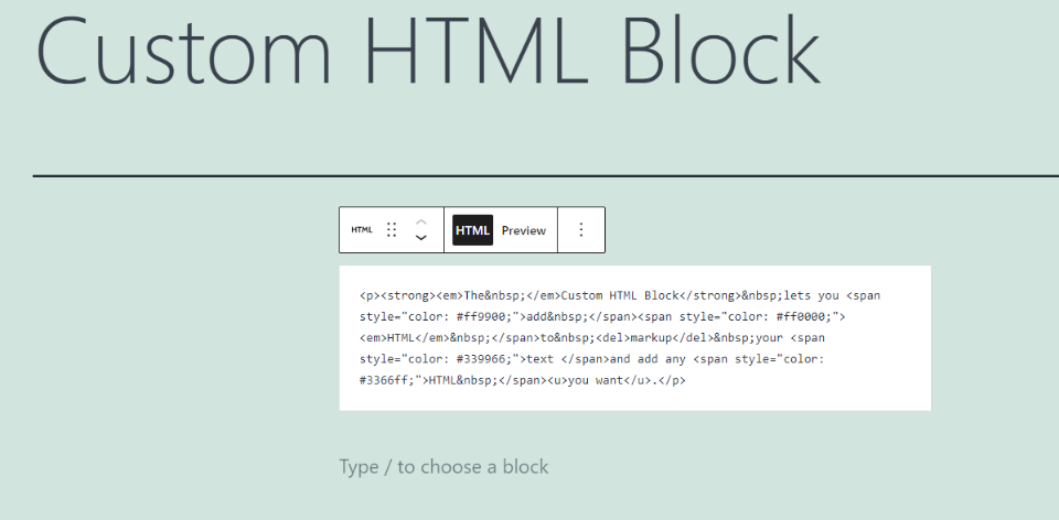 自定义HTML区块代码示例