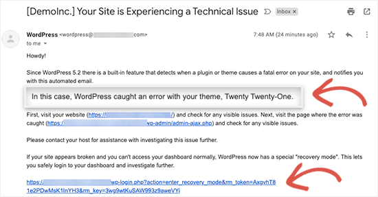 WordPress严重错误邮件通知