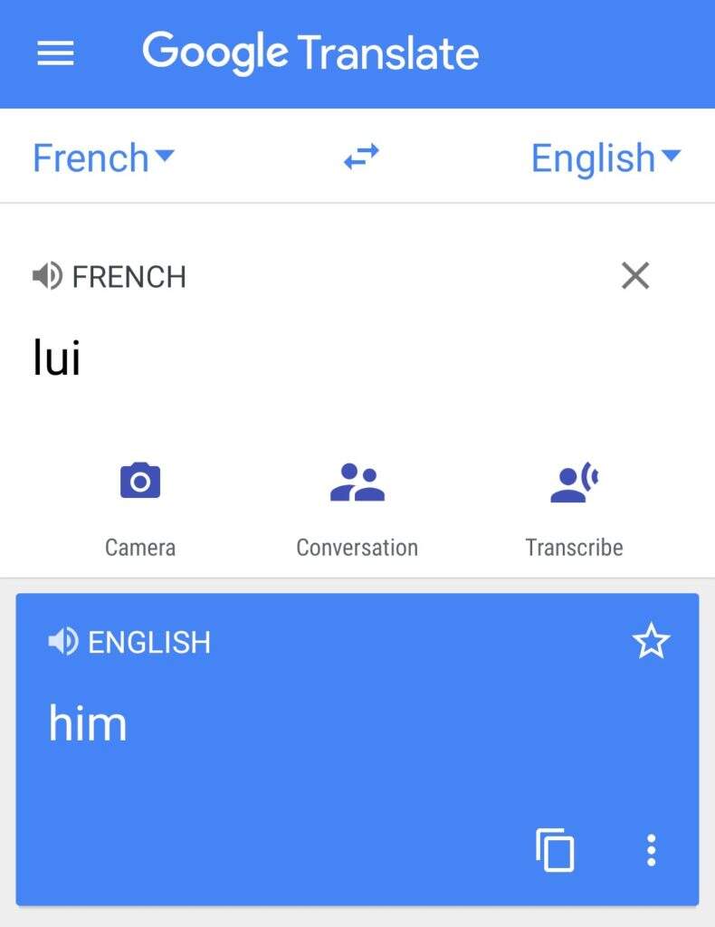 Lui在法语中的意思是“him”在英语中的意思