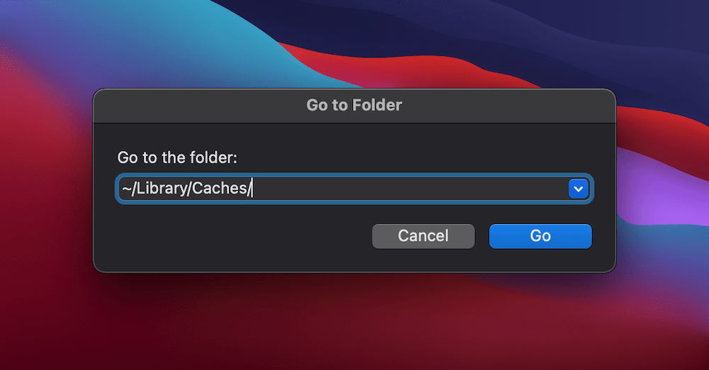 Finder的Go窗口显示Mac缓存的位置