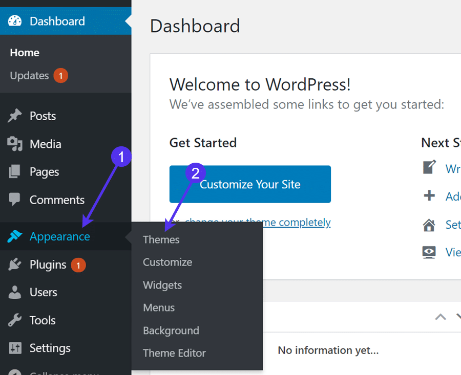 在管理仪表盘中安装WordPress主题