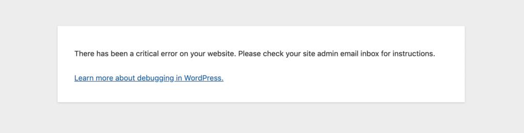 后端出现“您的网站上存在严重错误”消息。