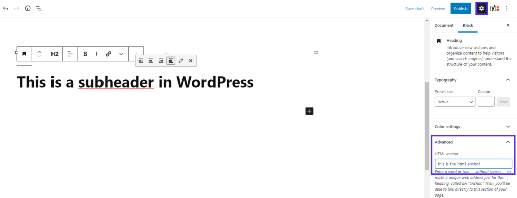 WordPress中的标题锚链接