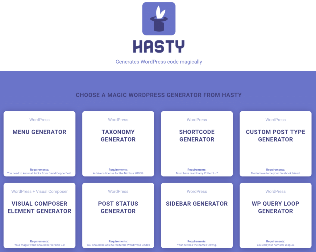 WordPress代码生成器-Hasty