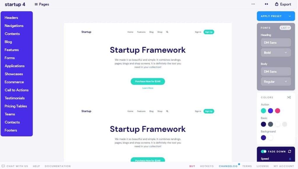 Startup 4网站构建器页面
