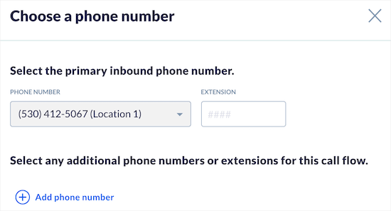 选择电话号码及添加分机号