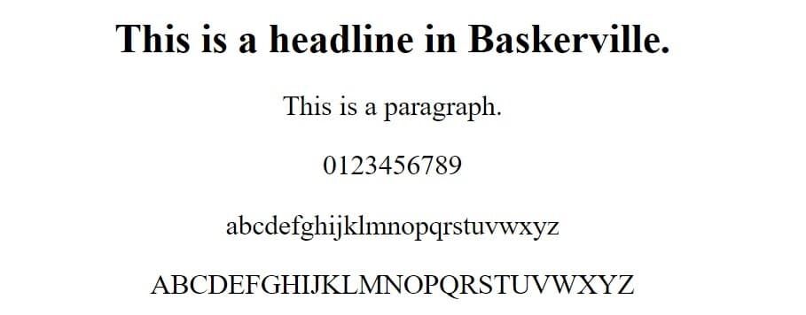 Baskerville字体示例