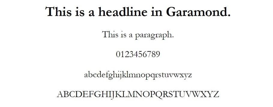 Garamond字体示例