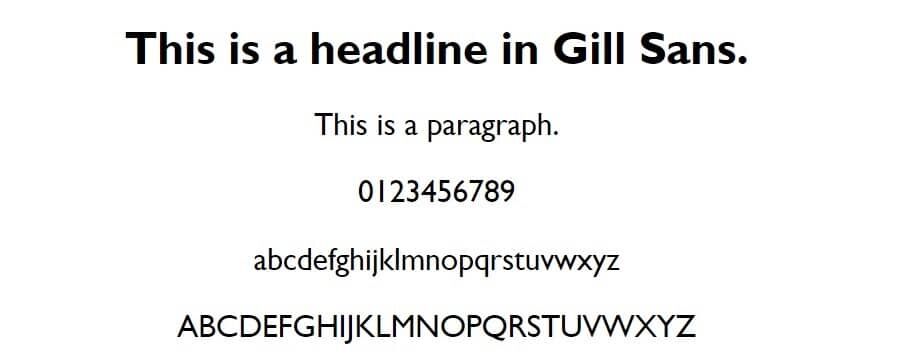 Gill Sans字体示例