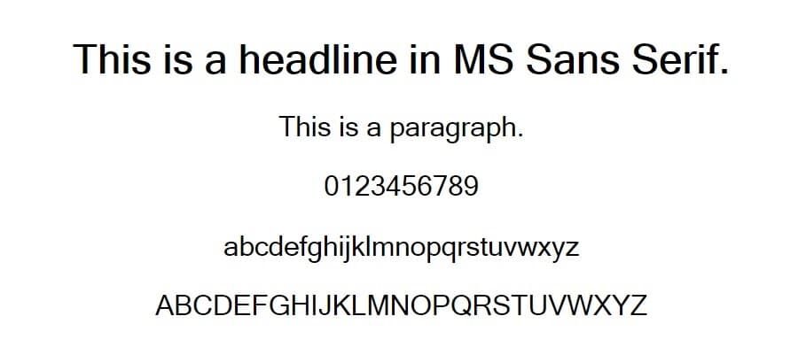 Microsoft Sans Serif字体示例
