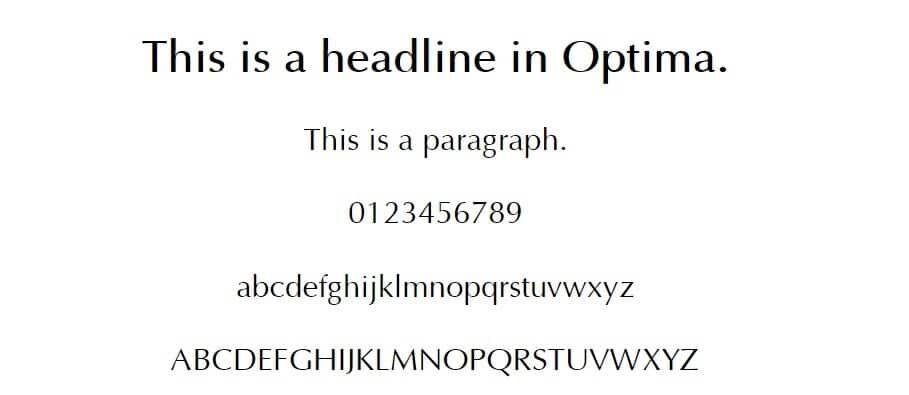 Optima字体示例