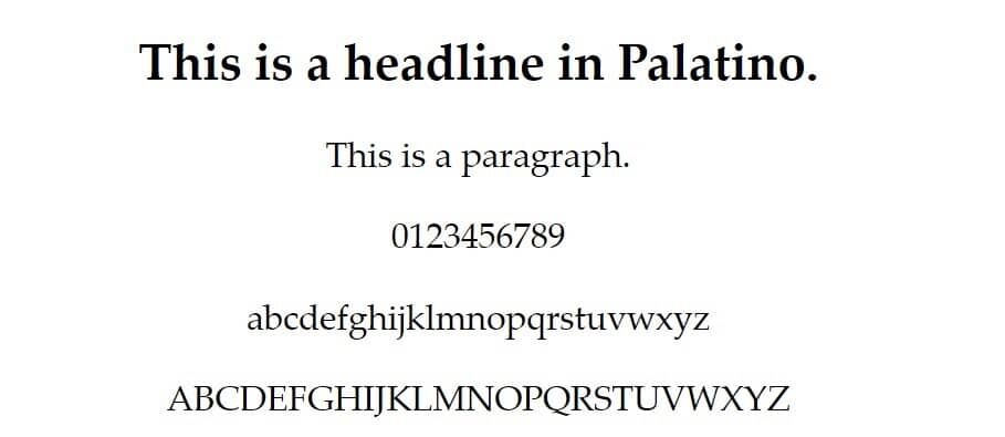 Palatino字体示例