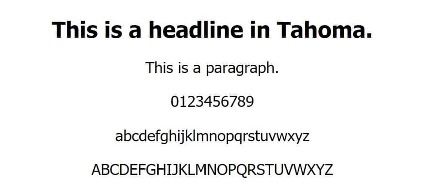 Tahoma字体示例