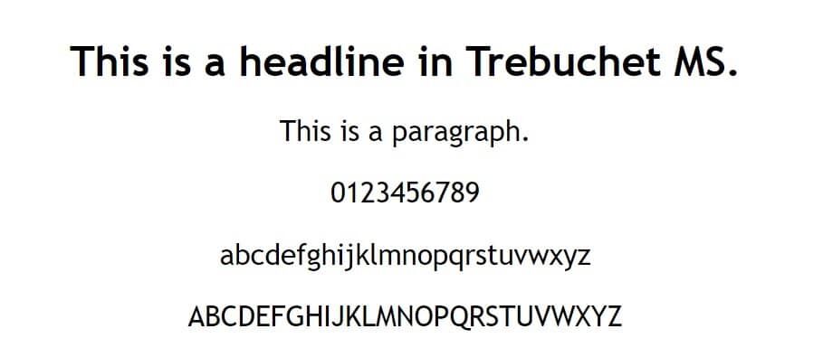 Trebuchet MS字体示例