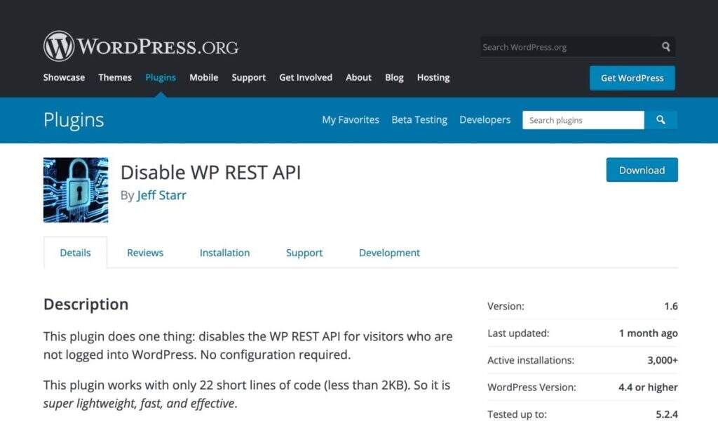 禁用WP REST API插件