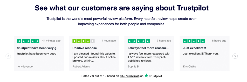 电子商务客户评论（图片来源：TrustPilot Business）