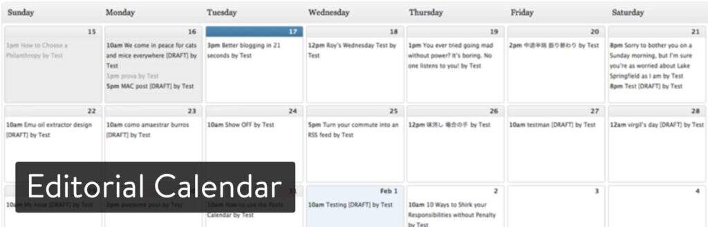 WordPress插件-Editorial Calendar