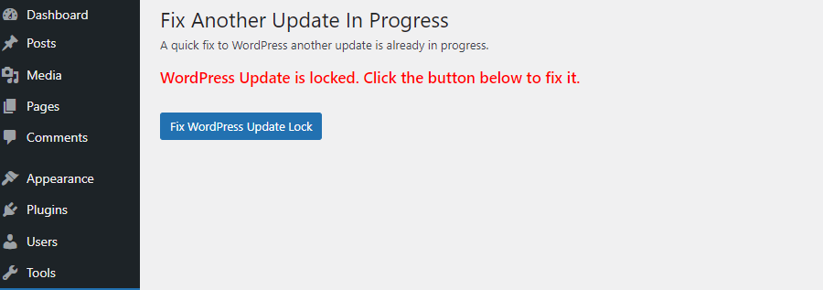 修复WordPress更新锁定按钮