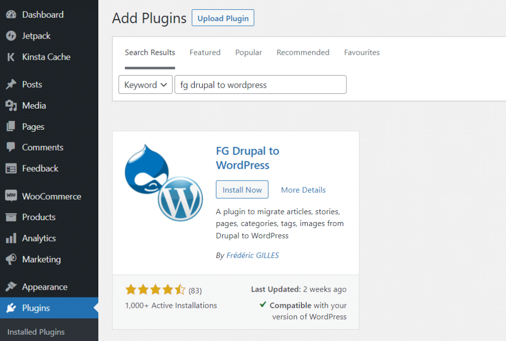 安装FG Drupal to WordPress