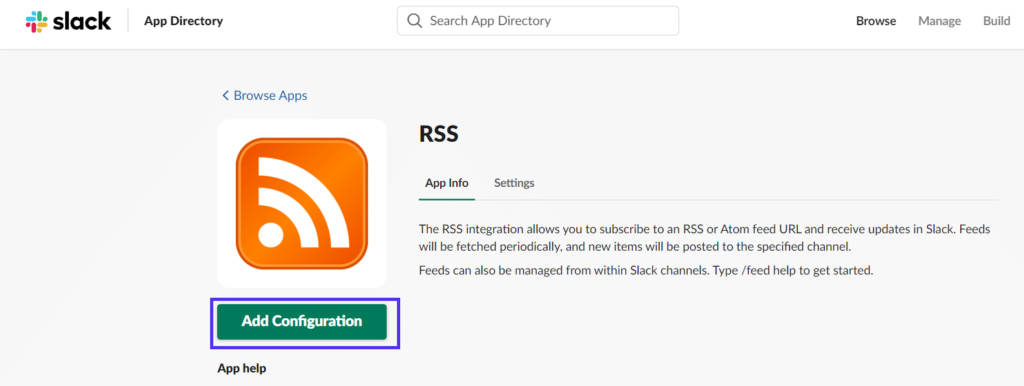 Slack中的RSS配置