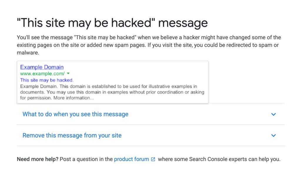 谷歌警报 - 该网站可能已被黑客入侵