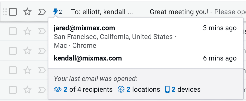 联系人的Mixmax跟踪数据