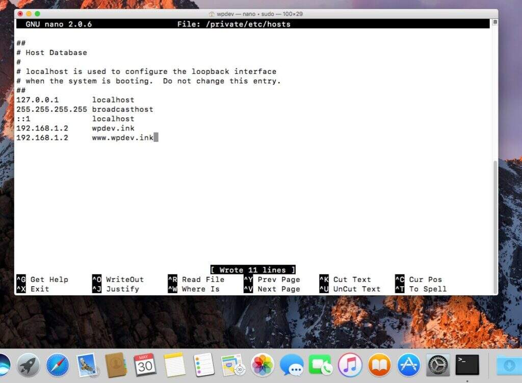 在Mac上编辑主机文件