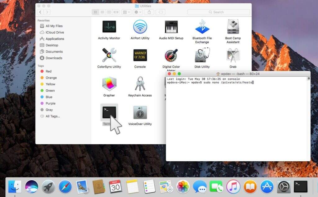 Mac终端浏览到hosts文件