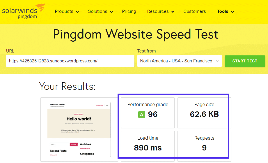 Pingdom网站速度测试