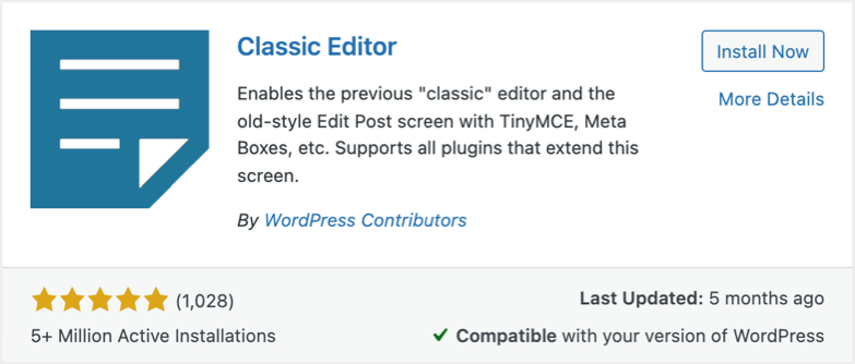 Classic Editor插件