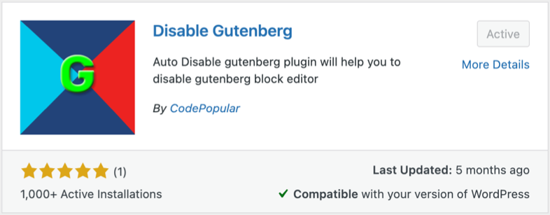 通过CodePopular禁用Gutenberg