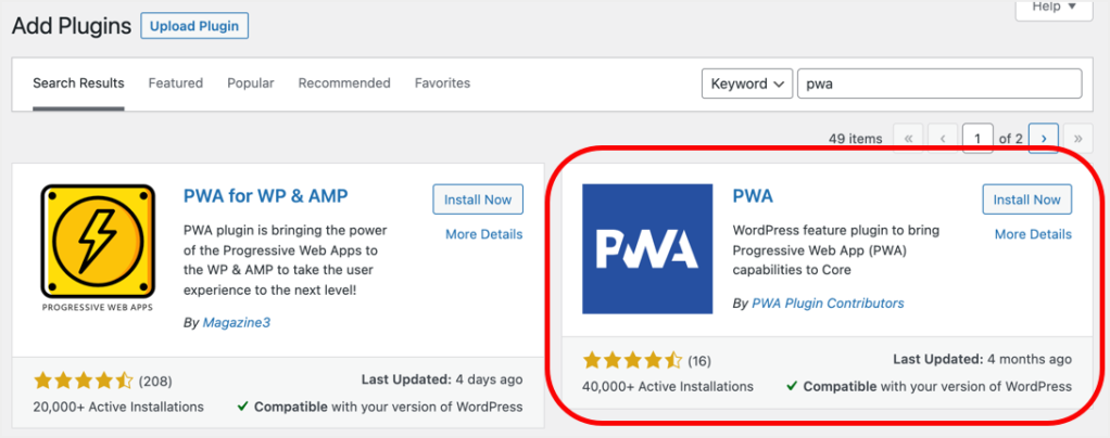 在WordPress中安装PWA应用程序