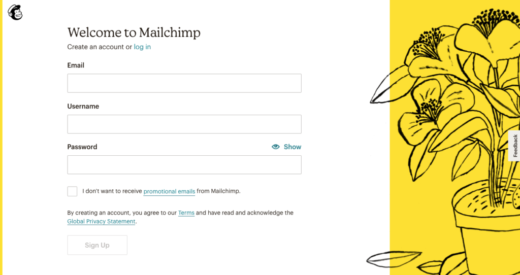 注册一个Mailchimp帐户
