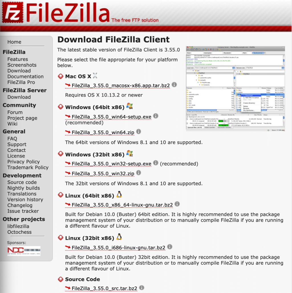 不同版本Filezilla下载链接
