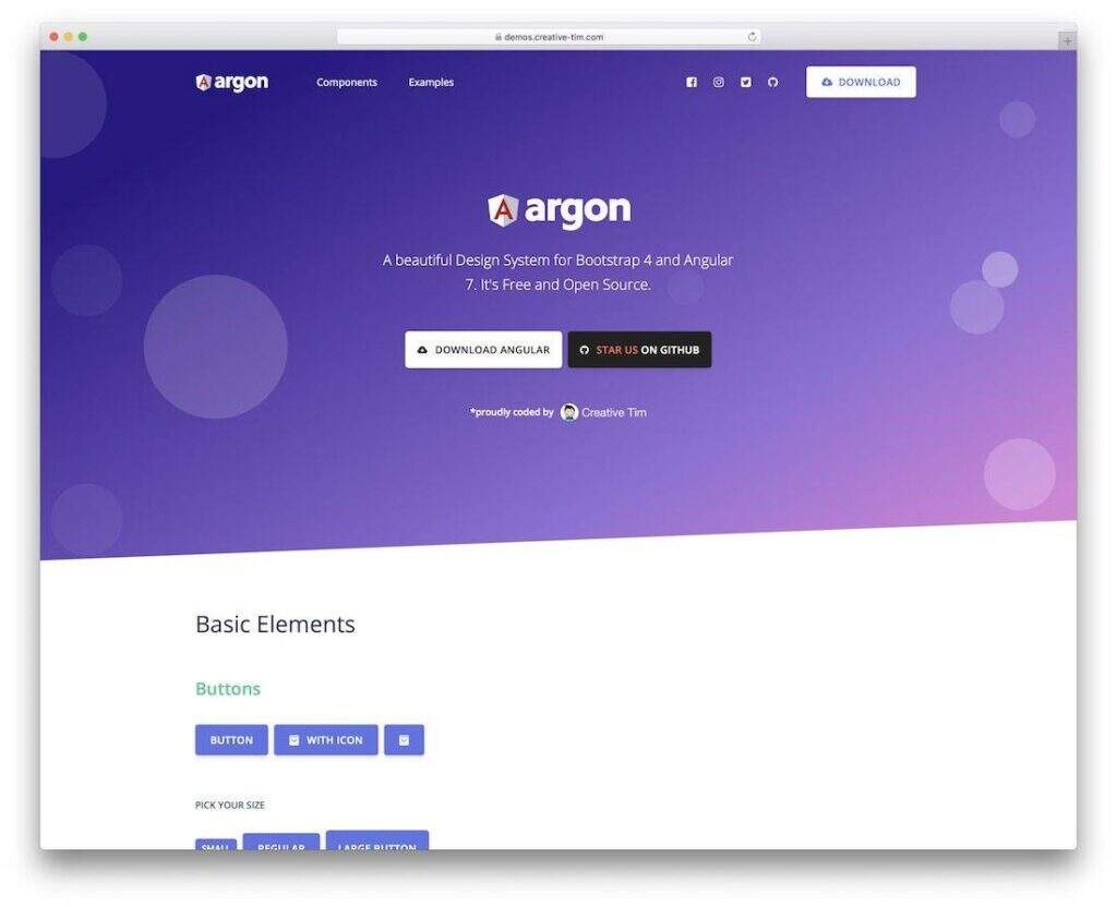 Argon Design System Angular