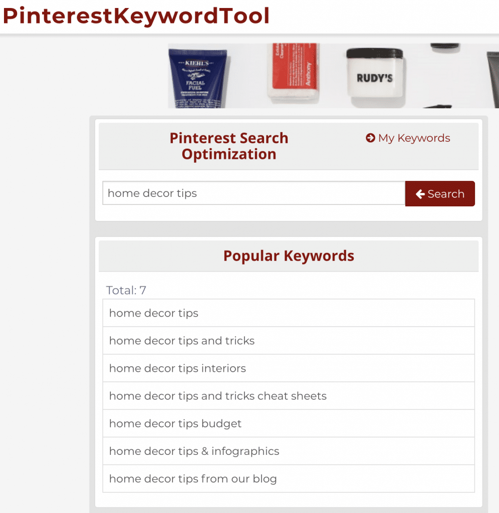 Pinterest关键字工具
