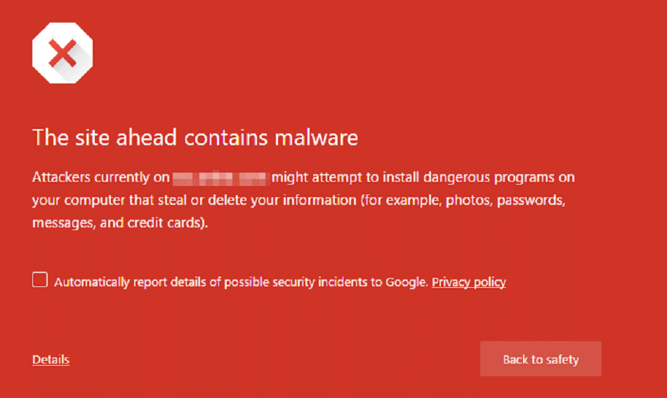 浏览器的“此站点包含恶意软件”警告