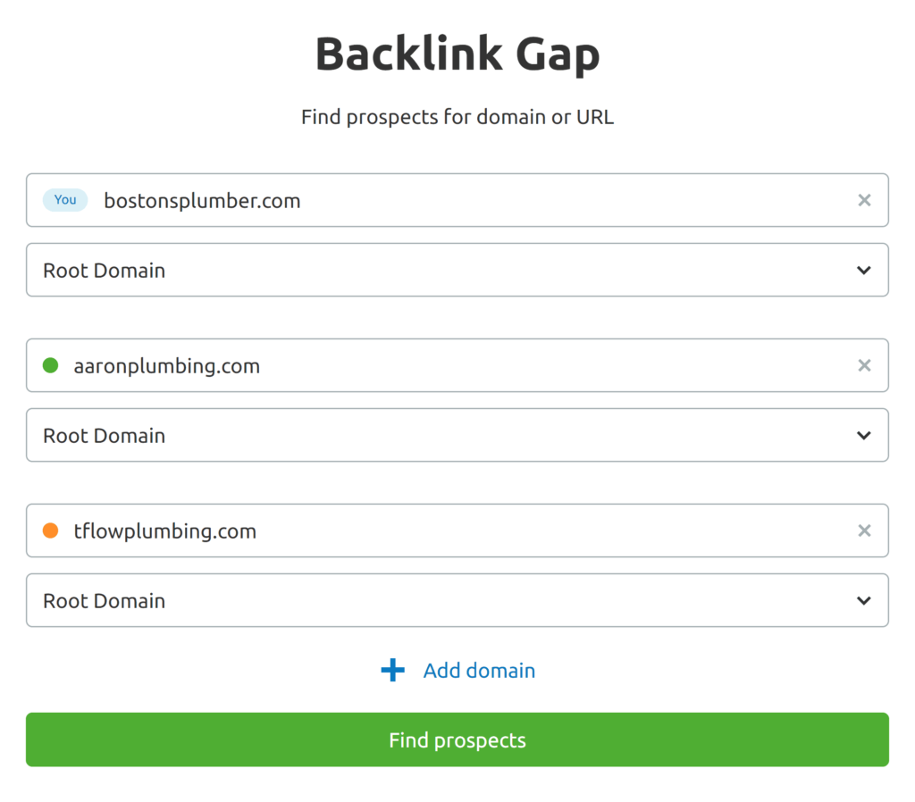 Backlink Gap查询