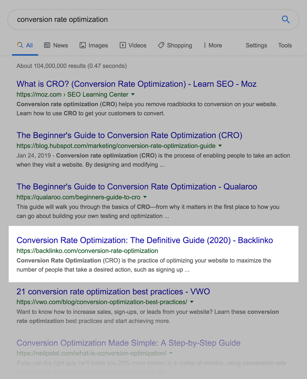 conversion rate optimization谷歌搜索结果