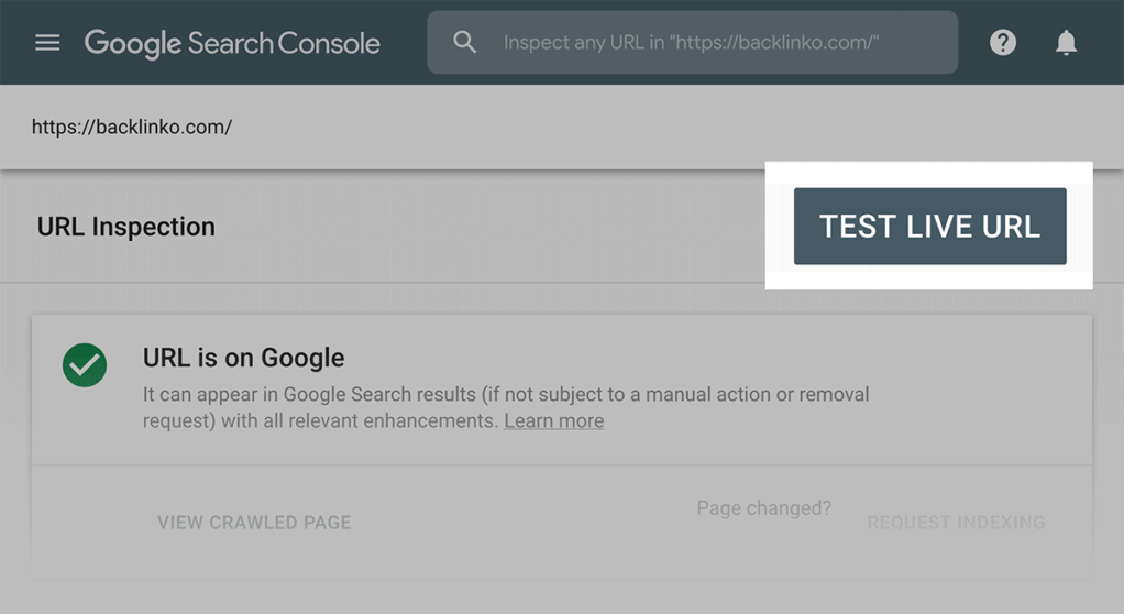 谷歌搜索控制台测试实时url