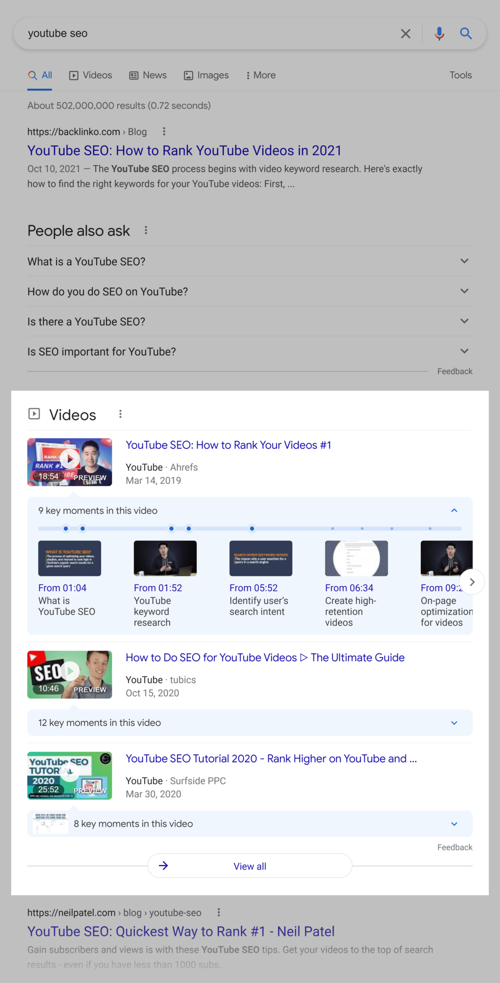 youtube搜索引擎优化视频谷歌搜索结果