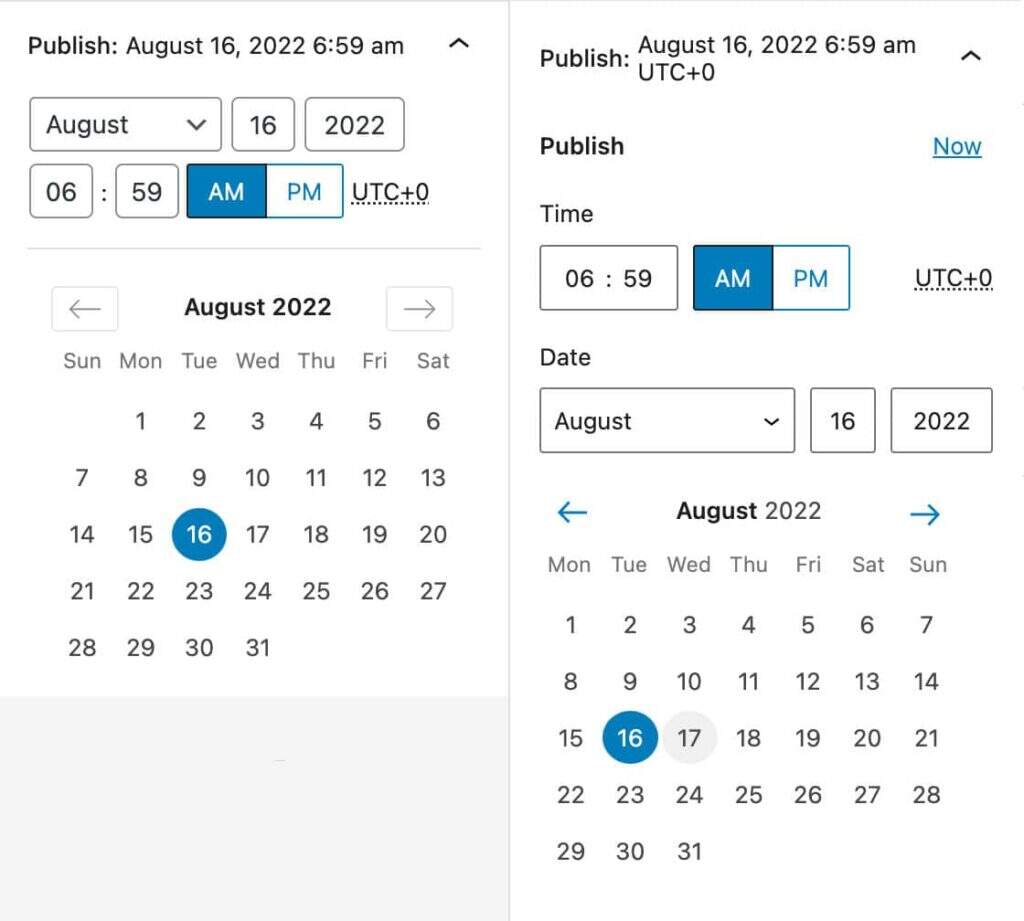 WordPress 6.1 展示了改进的日期时间选择器
