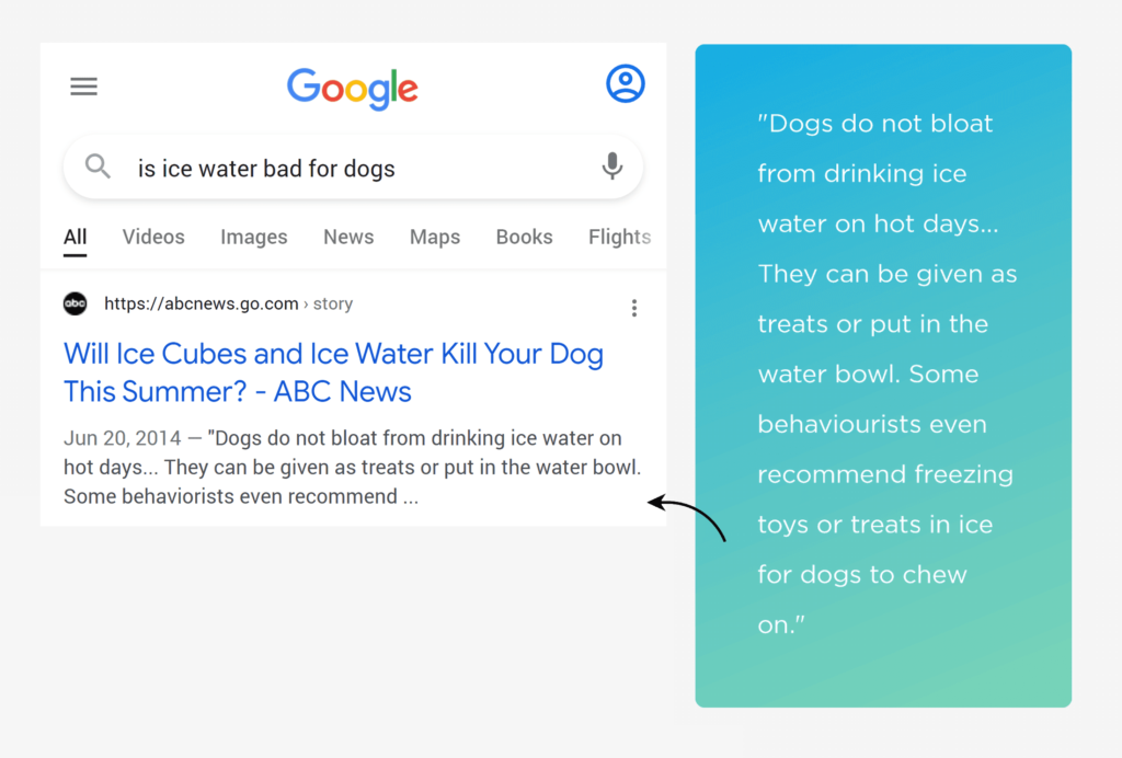 语音搜索：ice water for dogs